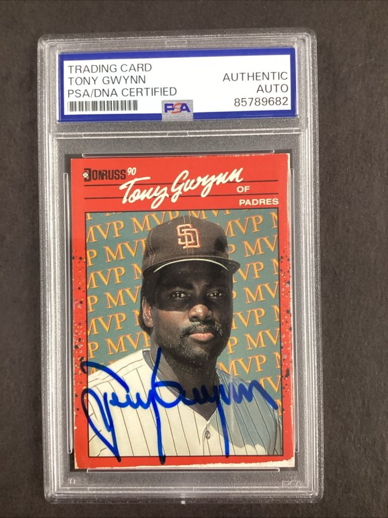 Tony Gwynn Signed 1989 Leaf #BC-4 Baseball Card Padres Autograph PSA/DNA