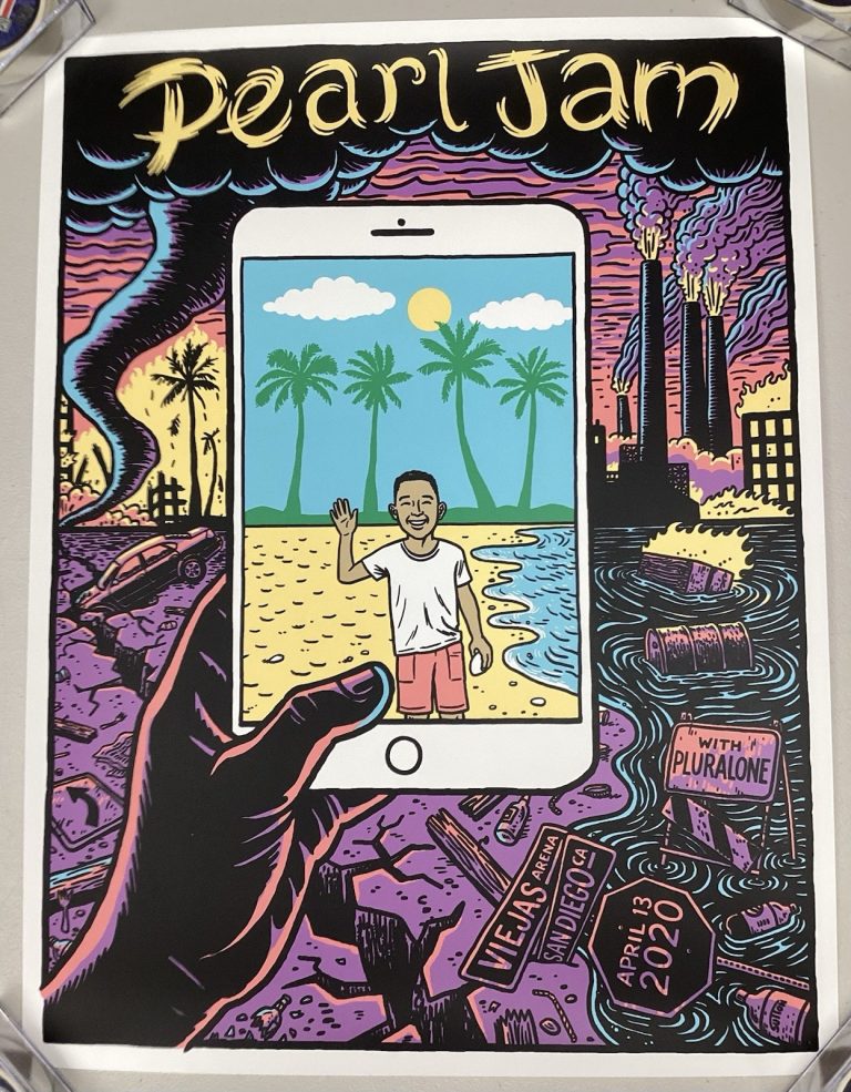 Pearl Jam Poster Viejas San Diego 4/13/20 SE Ward Sutton iPhone Eddie Vedder