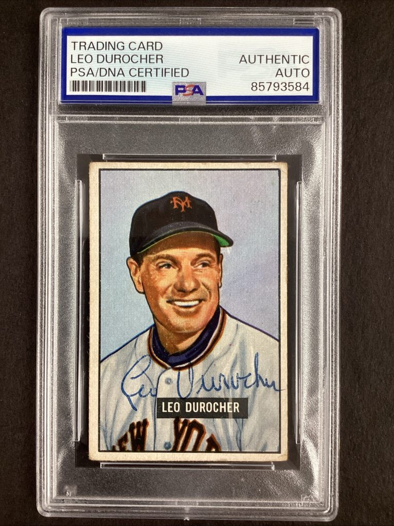Leo Durocher Signed 1951 Bowman #233 Baseball Card HOF Giants Autograph PSA/DNA