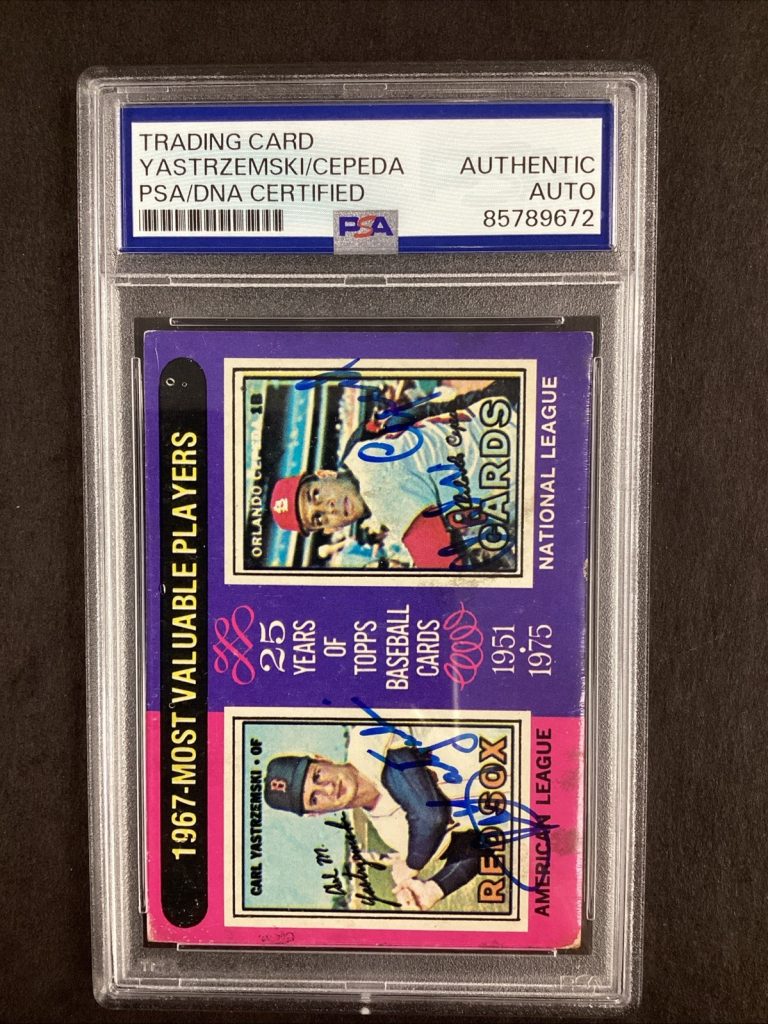 Carl Yastrzemski Signed 1975 Topps #205 Baseball Orlando Cepeda HOF Auto PSA/DNA