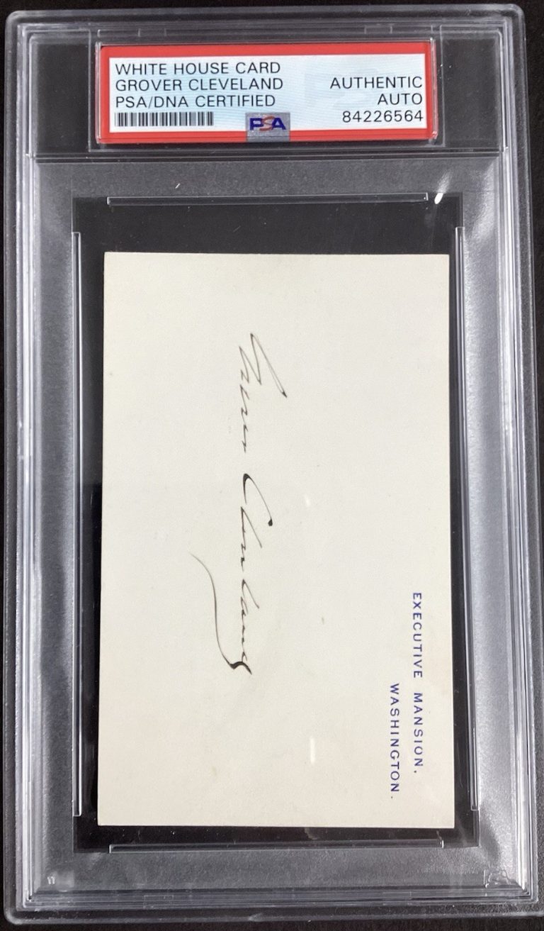 Grover Cleveland Signed White House Card 3x5 President Autograph Slab PSA/DNA