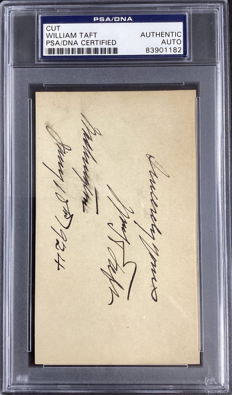 William Taft Signed Cut 3x5 President Dated July 10, 1924 Autograph PSA/DNA