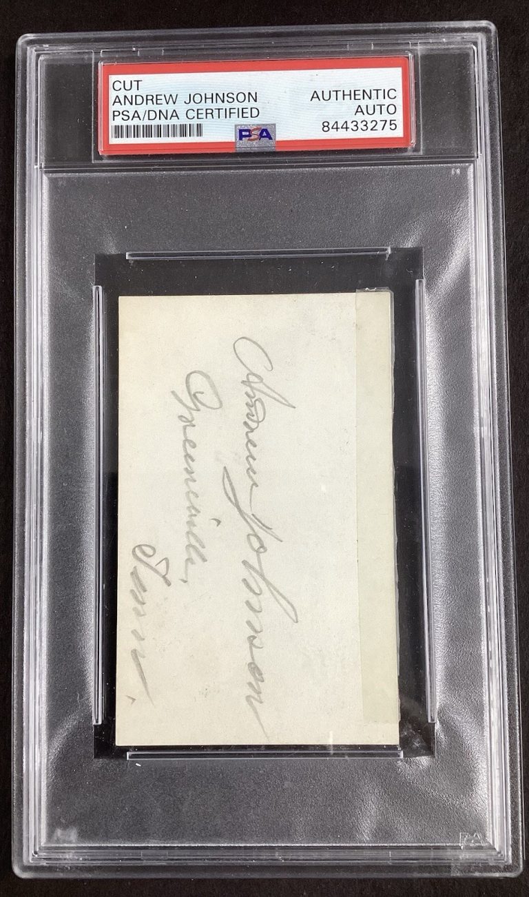 Andrew Johnson Signed Cut 3x5 President Greenville, Tenn Autograph PSA/DNA