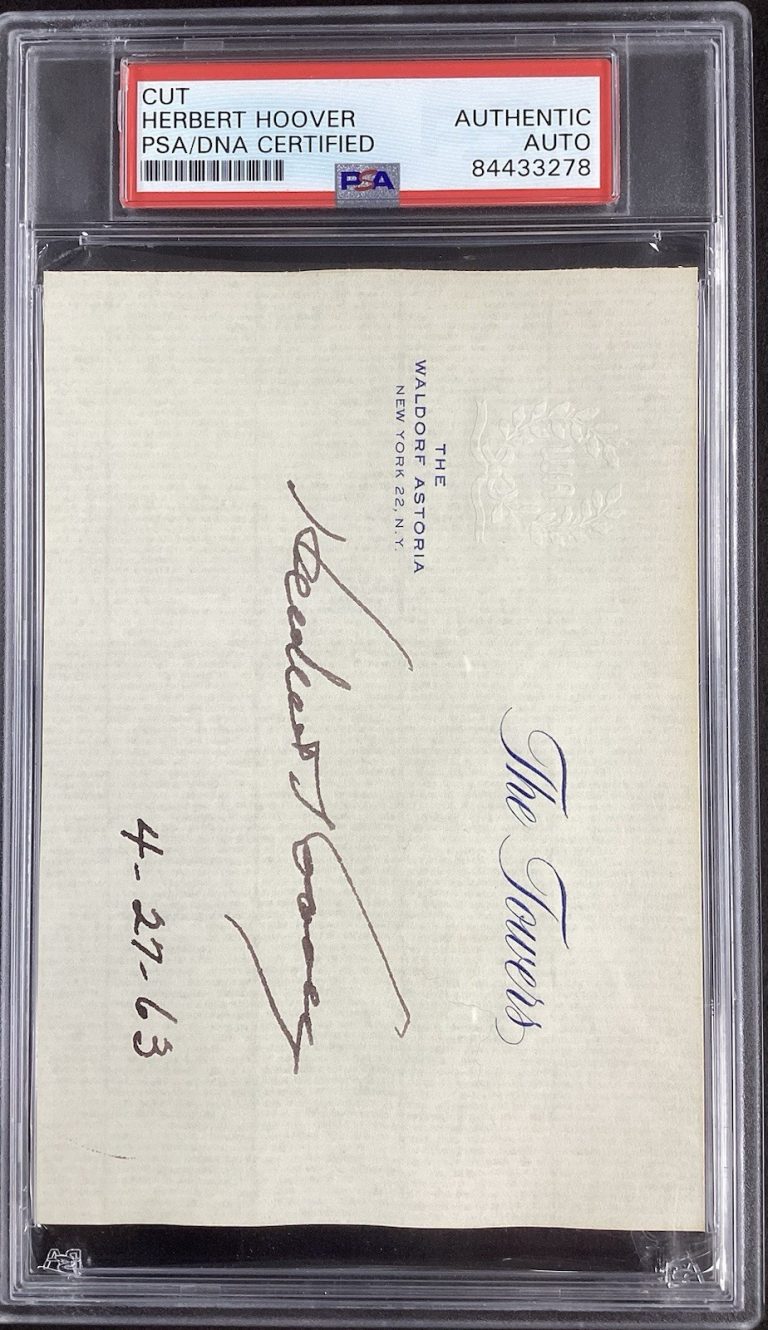 Herbert Hoover Signed Waldorf Astoria Towers Cut April 4, 1963 Autograph PSA/DNA