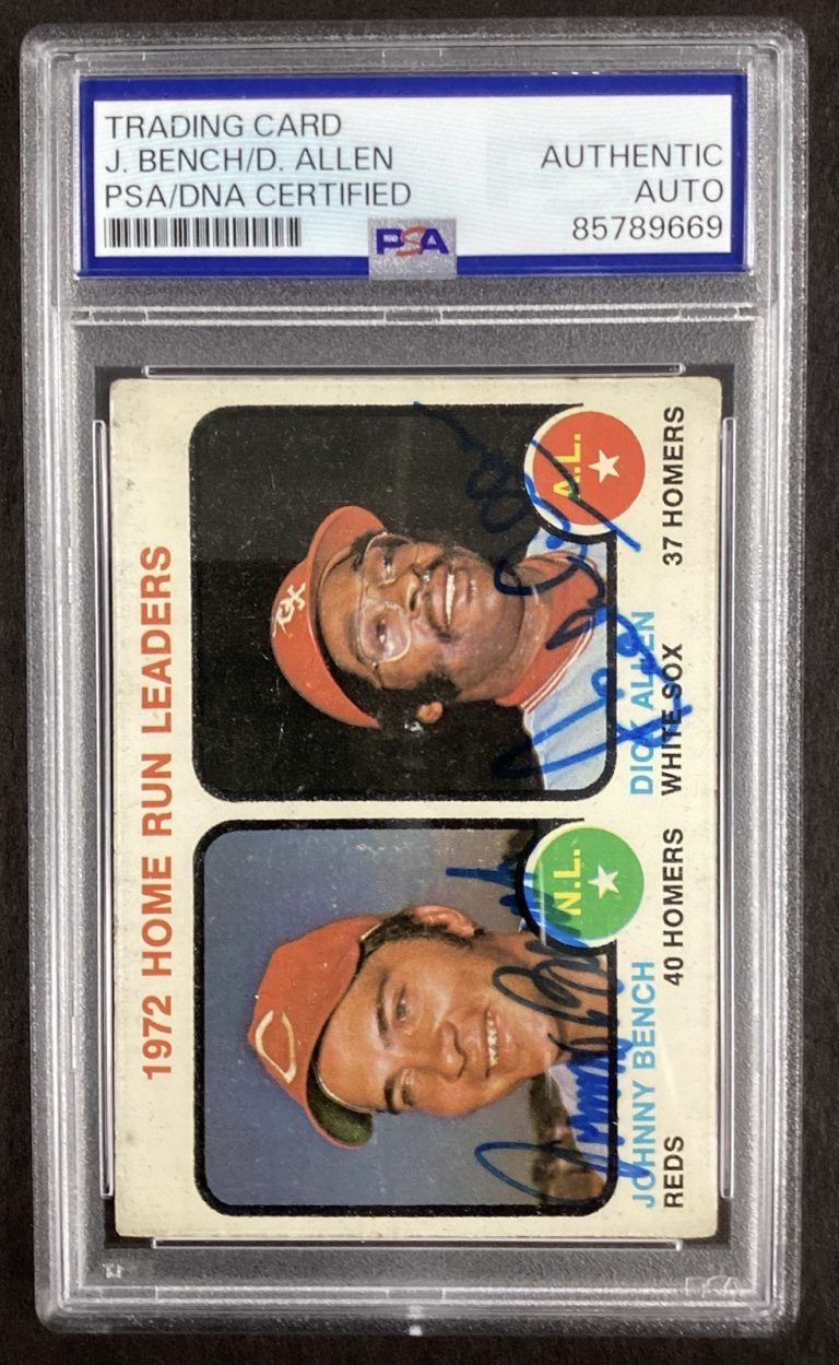 Johnny Bench Signed 1973 Topps #62 Baseball Card Dick Allen Autograph PSA/DNA