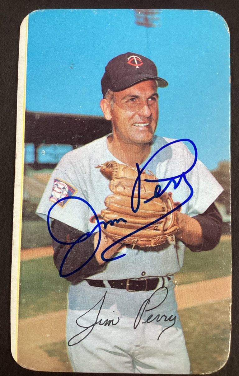 Jim Perry Signed 1971 Topps Super #24 Baseball Card Twins Pitcher Autograph TPG