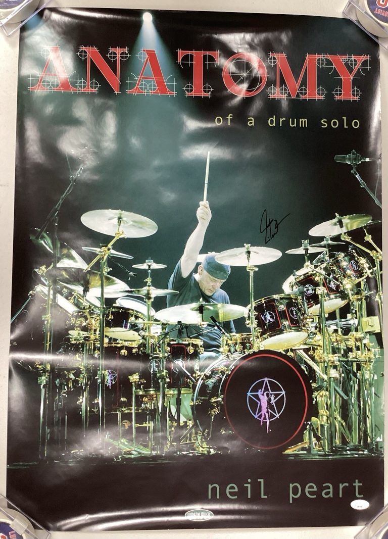 Neil Peart Signed Poster Rush Autograph Anatomy of a Drum Solo Rock HOF JSA