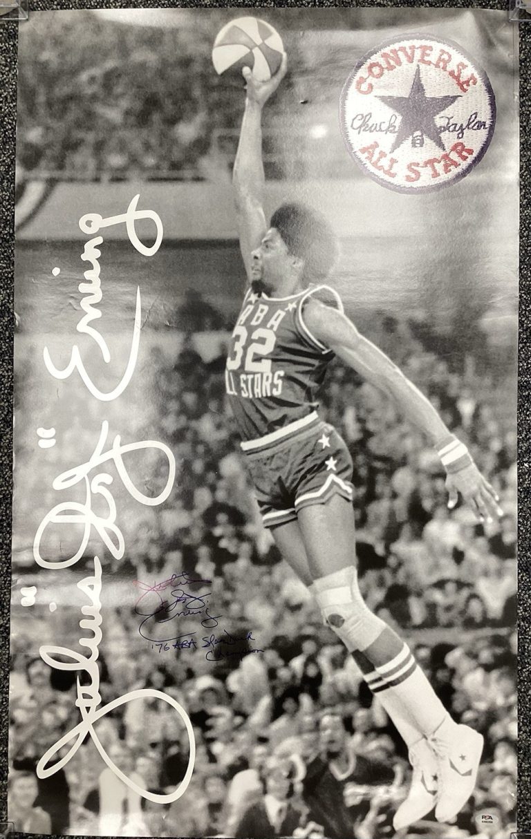 Julius Erving Signed Converse Poster ‘76 ABA Slam Dunk Champion Auto PSA/DNA