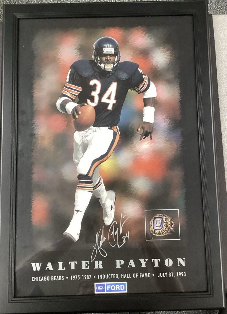 Walter Payton Signed 1993 Poster 18x26 Football Bears Autograph Framed PSA/DNA