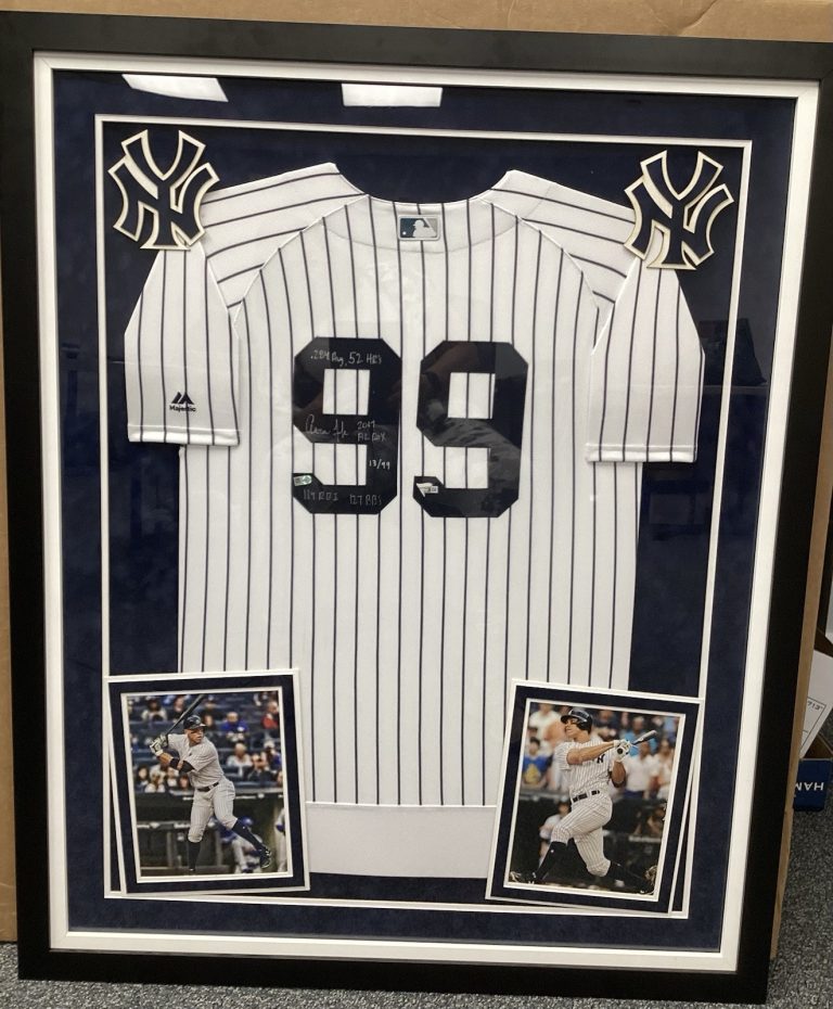 Aaron Judge Signed Jersey NY Yankees STATS ROY LE Framed Autograph Fanatics