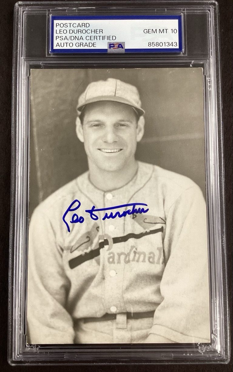 Leo Durocher Signed Postcard St. Louis Cardinals Autograph PSA/DNA GEM MINT 10