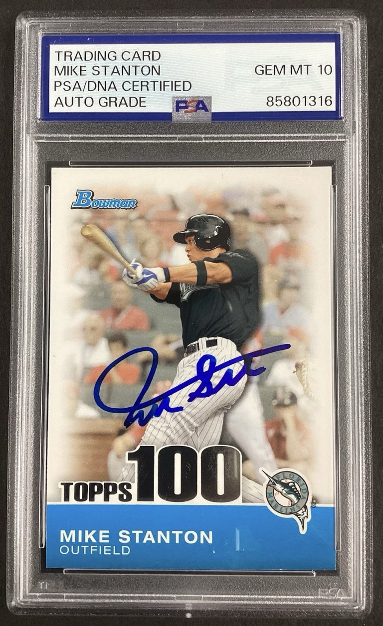 Giancarlo Stanton Signed 2010 Topps #TP5 Baseball Card Autograph PSA/DNA 10