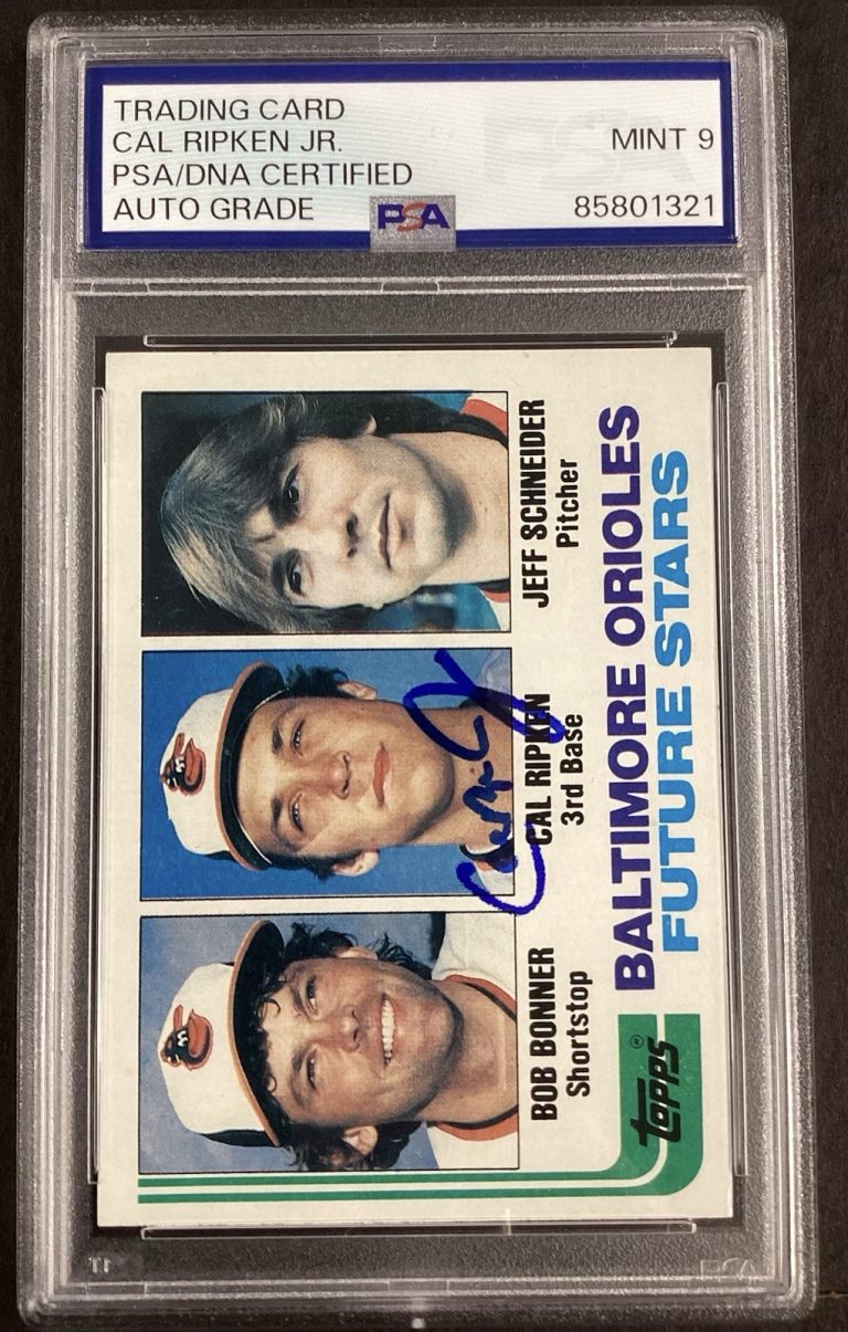 Cal Ripken Jr. Signed 1982 Topps #21 Baseball Card Orioles Auto PSA/DNA MINT 9