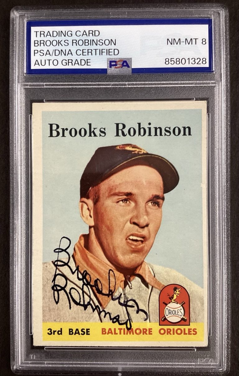 Brooks Robinson Signed 1958 Topps #307 Baseball Card Orioles Autograph PSA/DNA 8