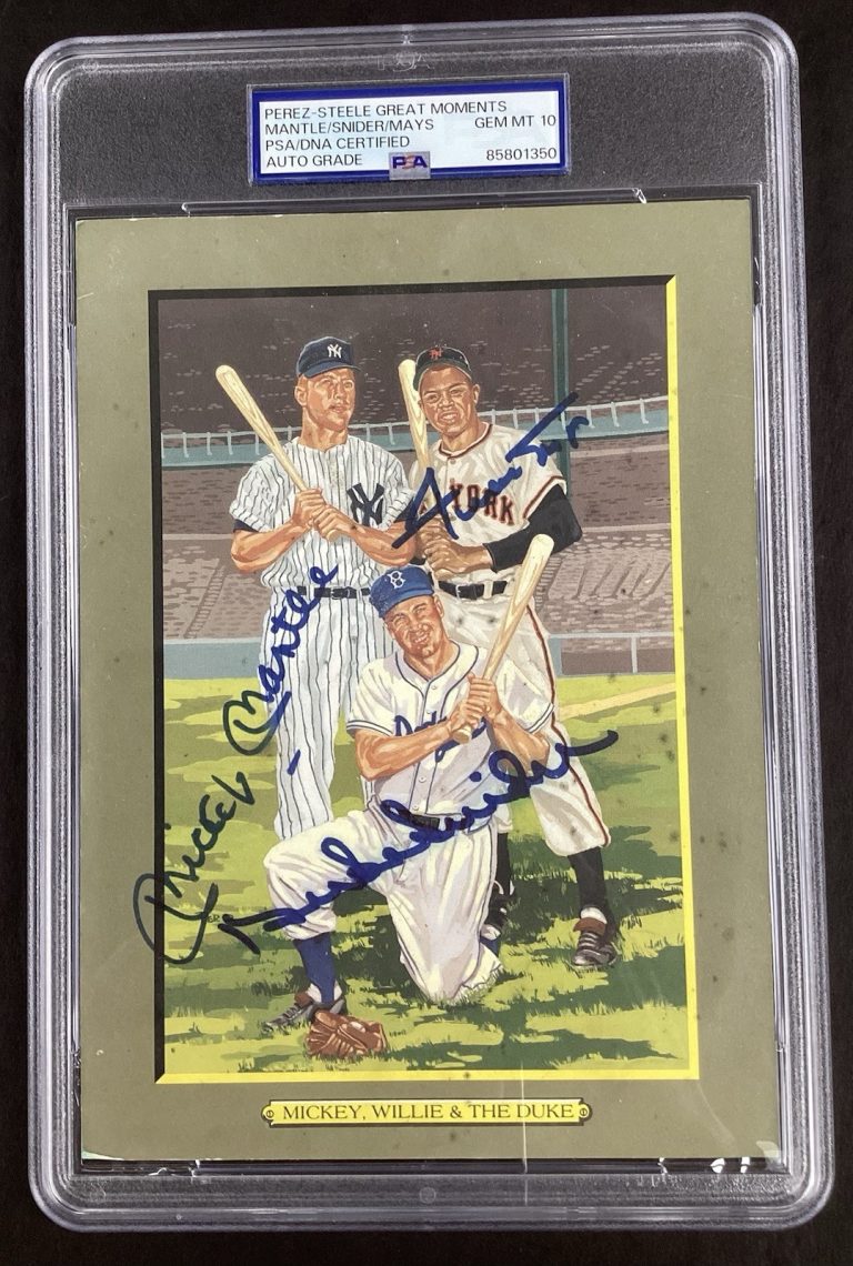 Mickey Mantle Signed Perez Steele Great Moments Willie Mays Auto READ PSA/DNA 10