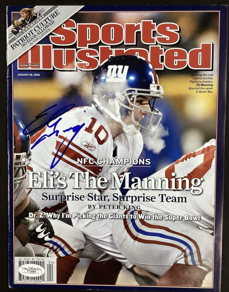 Eli Manning Signed Sports Illustrated 1/28/08 No Label NY Giants Autograph JSA