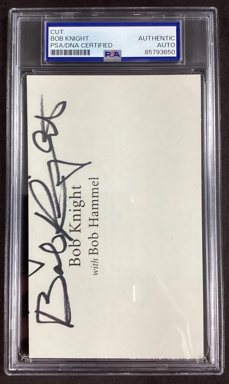Bob Knight Signed Index Card Cut NBA Basketball HOF Autograph Indiana PSA/DNA