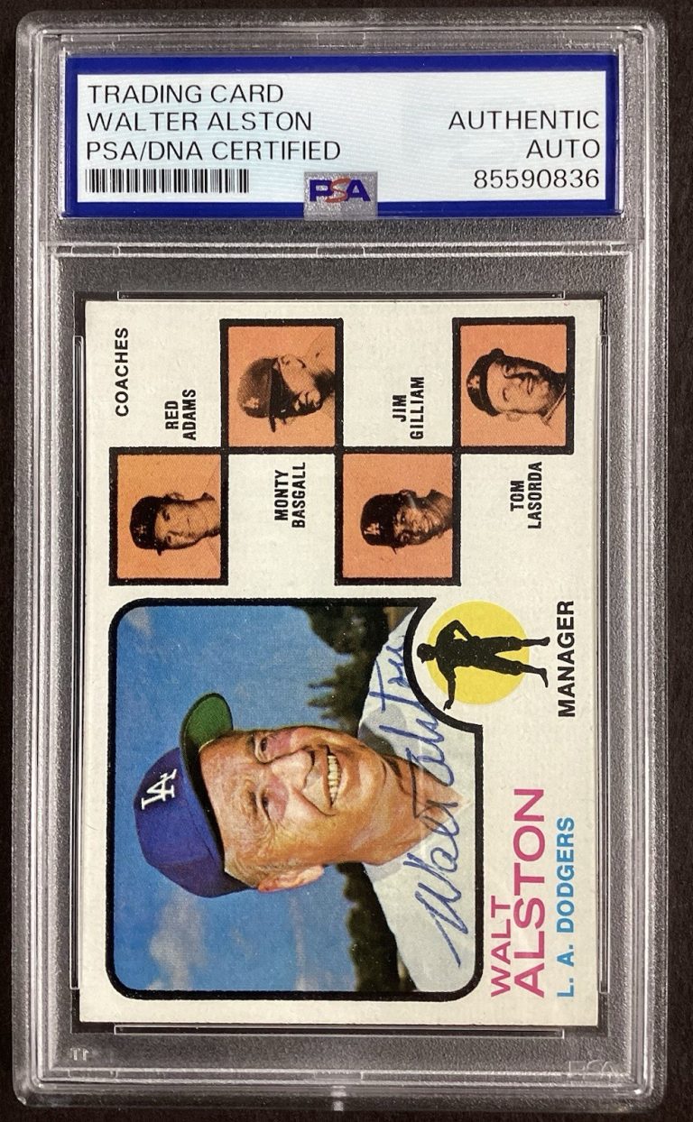 Walt Alston Signed 1976 Topps #569 Card Dodgers Autograph HOF PSA/DNA