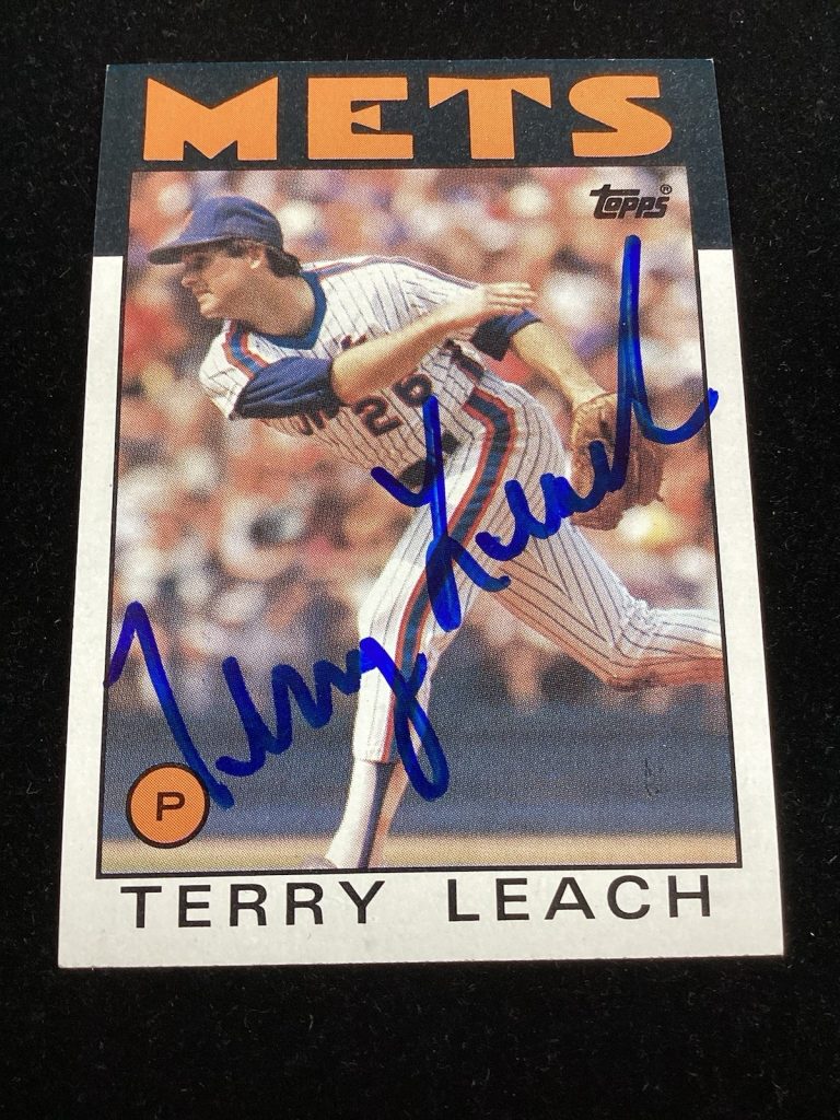 Terry Leach Signed 1986 Topps #774 Baseball Card New York Mets Autograph TPG