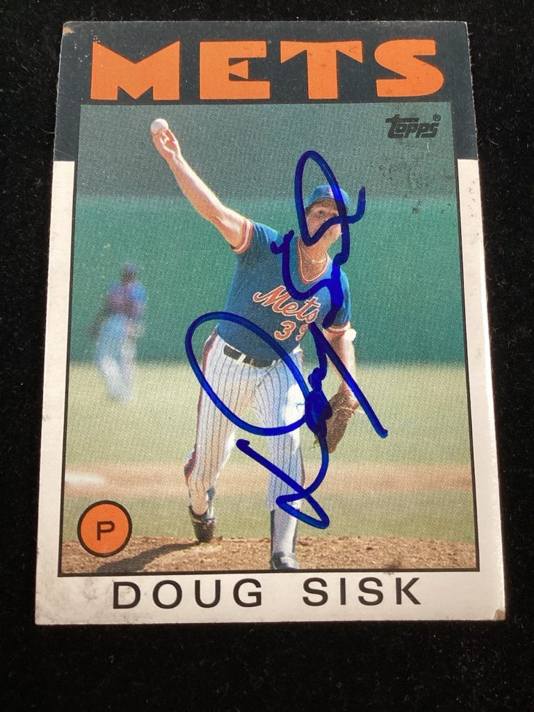 Doug Sisk Signed 1986 Topps #144 Baseball Card New York Mets Autograph TPG