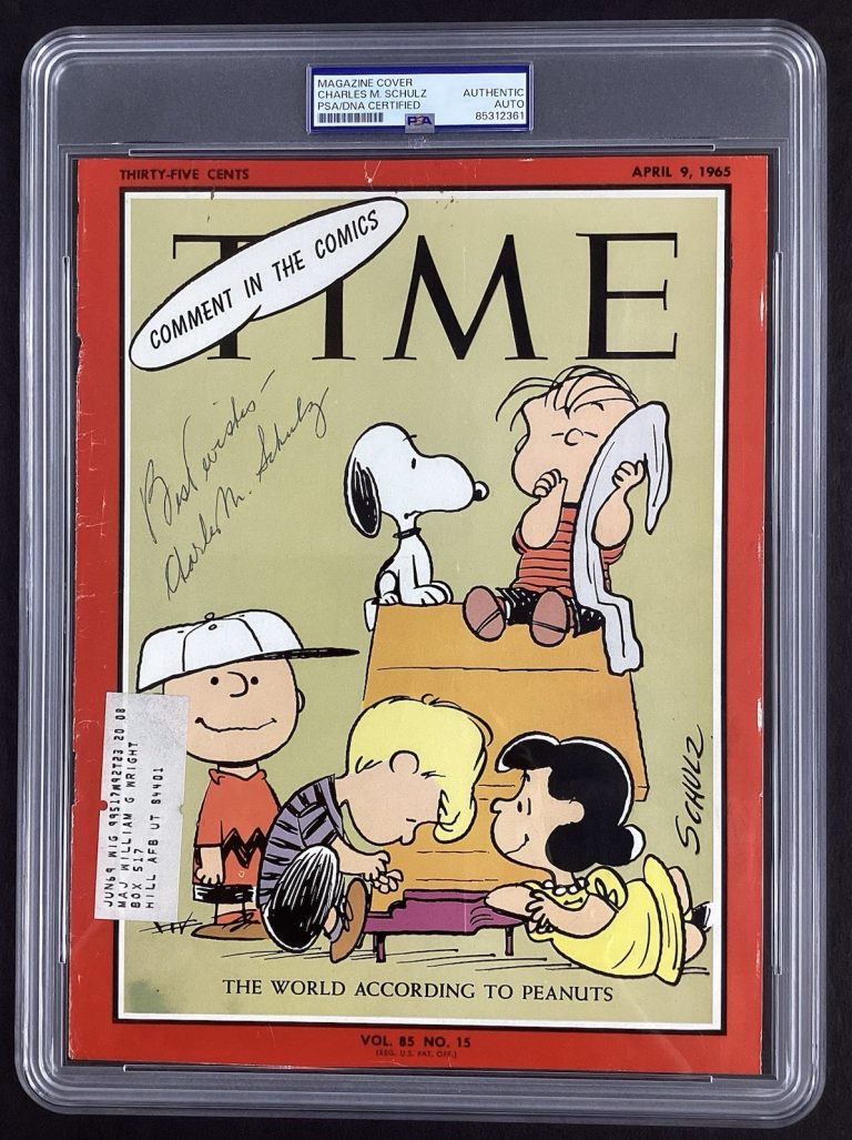 Charles Schultz Signed Time Magazine 4/9/65 Peanuts Cover NICE Autograph PSA/DNA