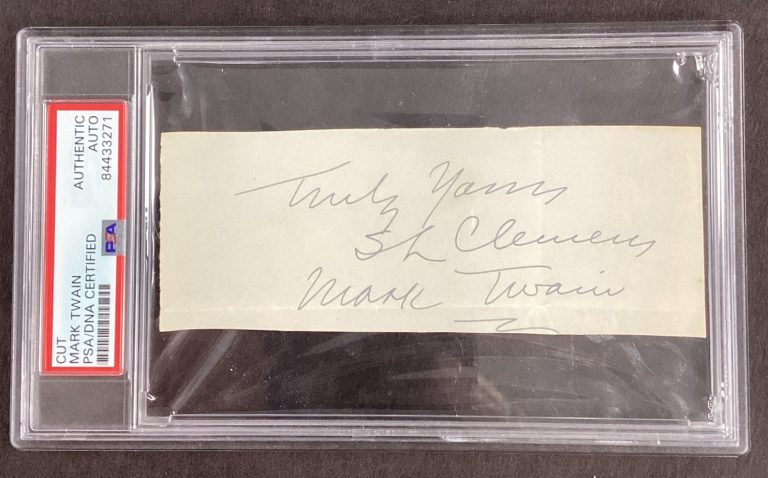 Samuel Clemens aka Mark Twain Signed Cut Tom Sawyer Huck Finn Autograph PSA/DNA