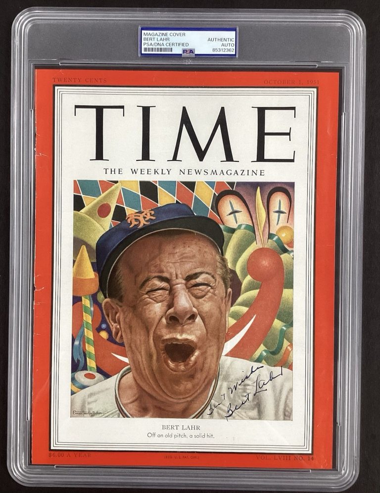 Bert Lahr Signed Time Mag 10/1/51 Cover No Label Wizard Of Oz Autograph PSA/DNA