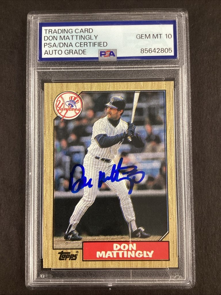 Don Mattingly Signed 1987 Topps #500 Baseball Card Yankees Autograph PSA/DNA 10