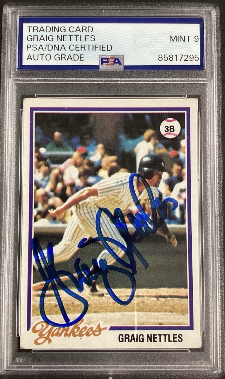 Graig Nettles Signed 1978 Topps #250 Baseball Card NY Yankees Auto Mint 9 PSA