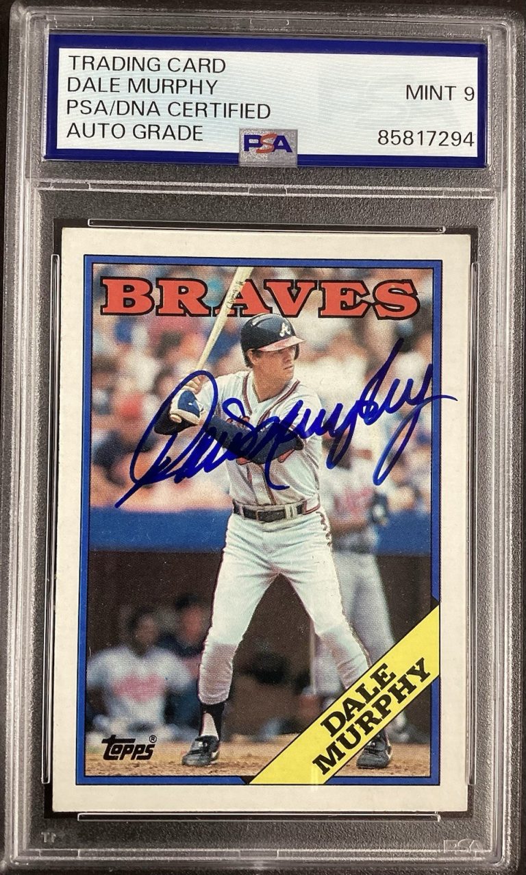 Dale Murphy Signed 1988 Topps #90 Baseball Card Atlanta Braves Auto Mint 9 PSA