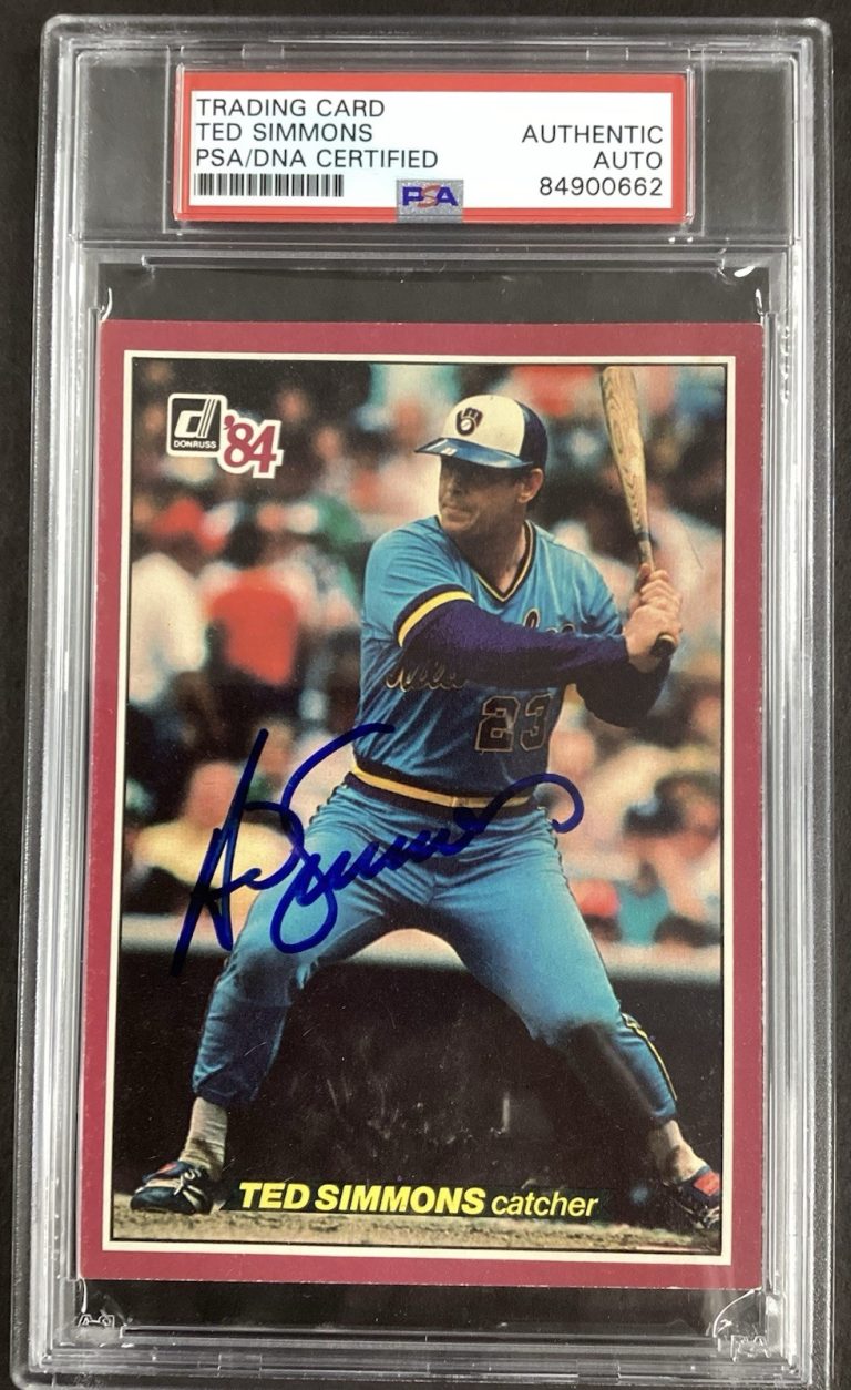 Ted Simmons Signed 1984 Donruss Action All Star #58 Baseball Card Auto PSA/DNA