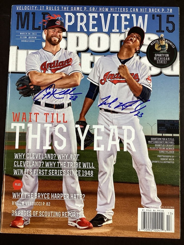 Corey Kluber Signed Sports Illustrated Mag 3/30/15 No Label Brantley Auto JSA