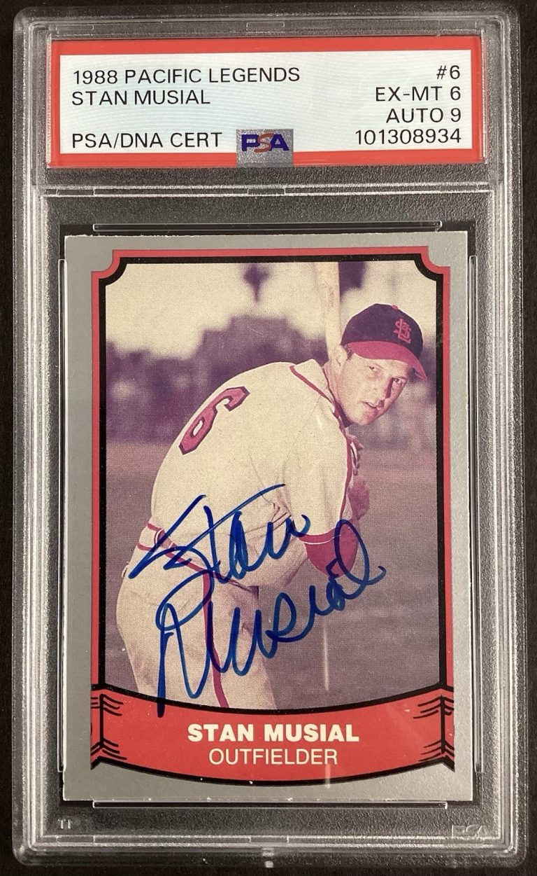 Stan Musial Signed 1988 Pacific Legends #6 Baseball Card Cardinals PSA/DNA - 9
