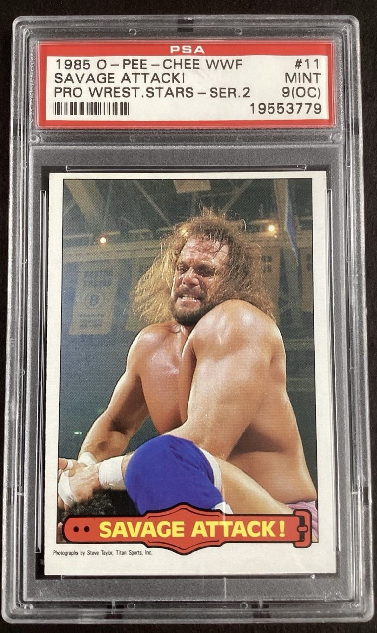 Randy Savage 1985 O Pee Chee #11 WWF Attack Rookie Wrestling Series 2 OPC PSA 9