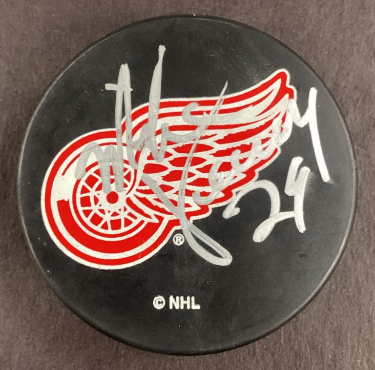 Mike Vernon Signed Hockey Puck NHL Detroit Red Wings 29 Inscr HOF Autograph TPG