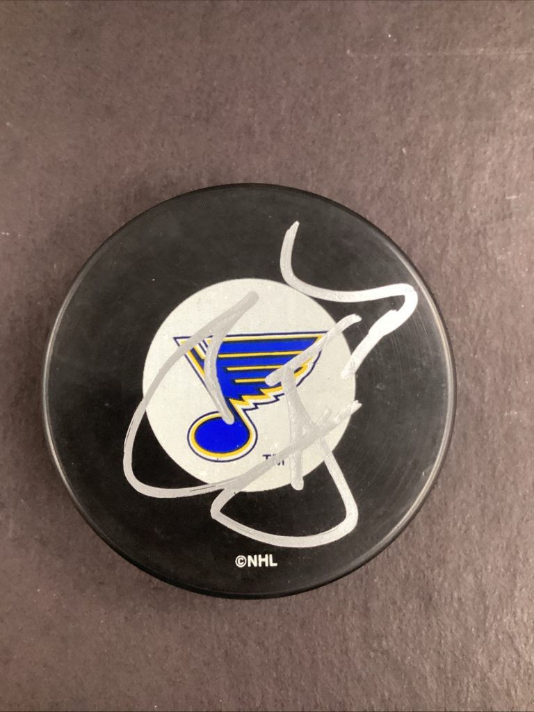 Tom Barrasso Signed Hockey Puck NHL St. Louis Blues HOF Autograph TPG
