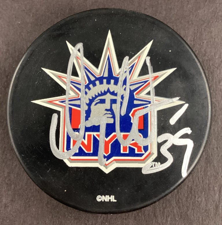 Dan Cloutuer Signed Hockey Puck NHL New York Rangers Autograph TPG