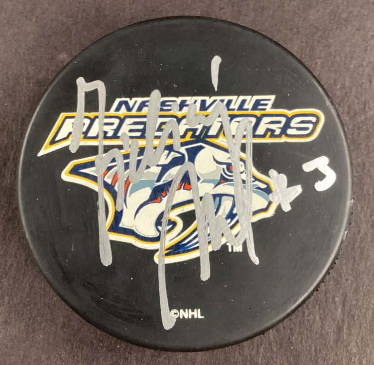 Marek Zidlicky Signed Hockey Puck NHL Nashville Predators Autograph TPG
