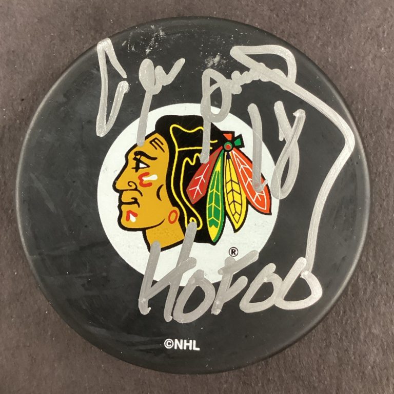 Denis Savard Signed Hockey Puck NHL Chicago Blackhawks HOF 00 Autograph TPG