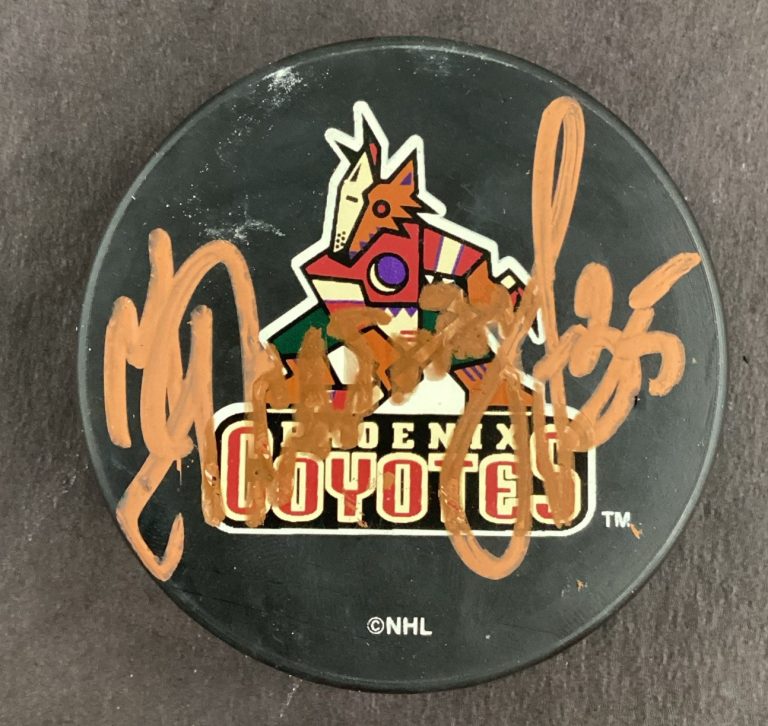 Nikolai Khabibulin Signed Hockey Puck NHL Phoenix Coyotes Autograph TPG