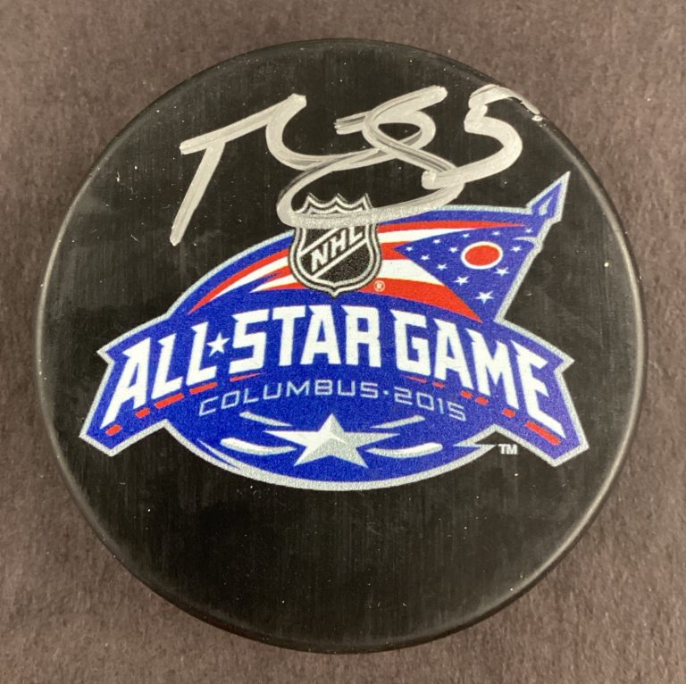 Mark Giordano Signed Hockey Puck NHL 2015 Columbus All-Star Game Autograph TPG