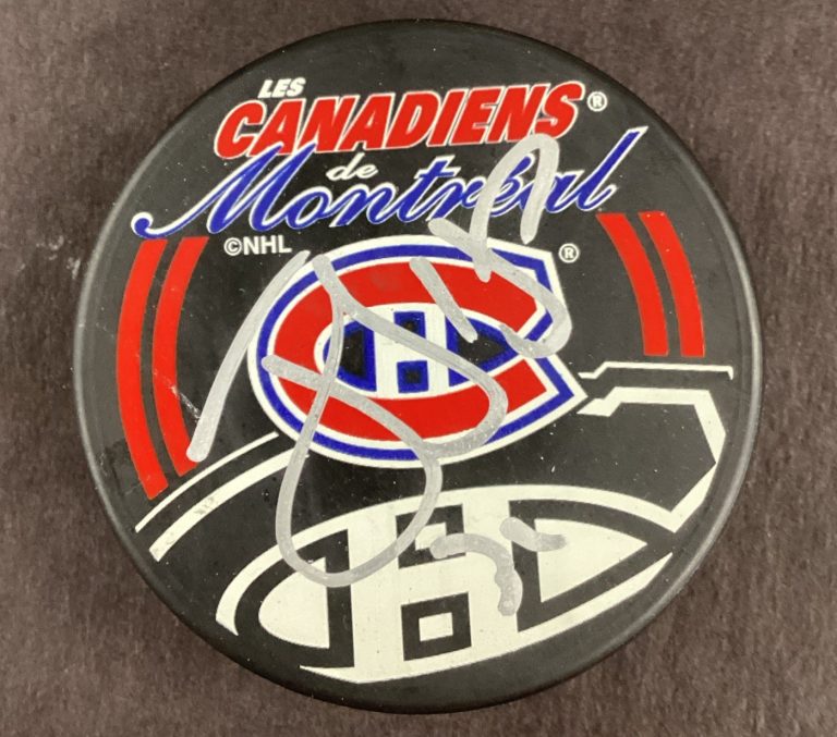 Jeff Hackett Signed Hockey Puck NHL Montreal Canadiens Autograph TPG