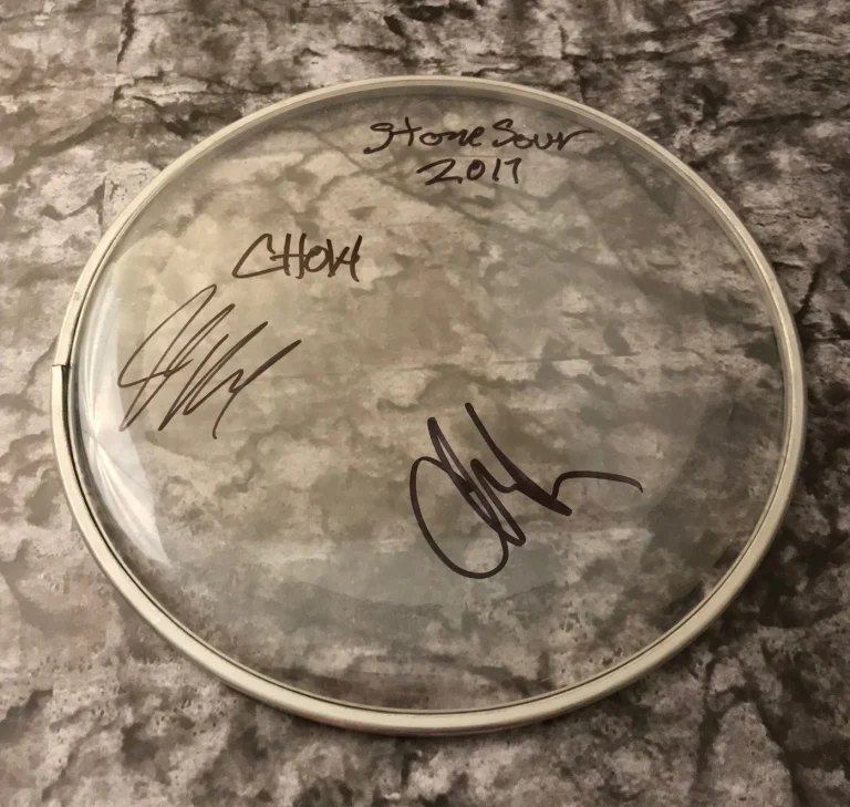 GFA Johny Josh Christian x3 Drumhead Autografato STONE SOUR Con COA