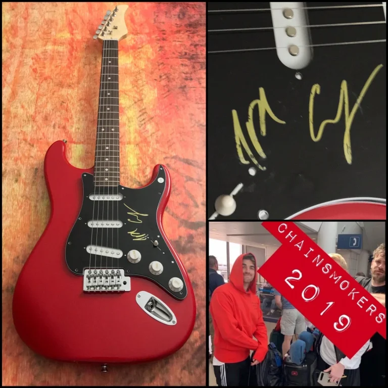 GFA Alex Pall & Andrew Taggart THE CHAINSMOKERS Chitarra Elettrica Firmata COA