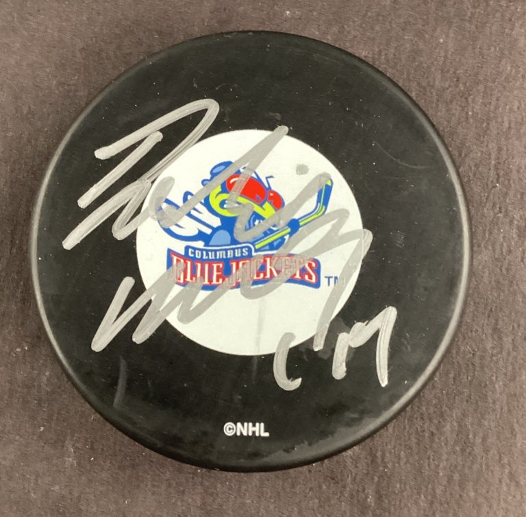 Rostislav Klesla Signed Hockey Puck NHL Columbus Blue Jackets Autograph TPG