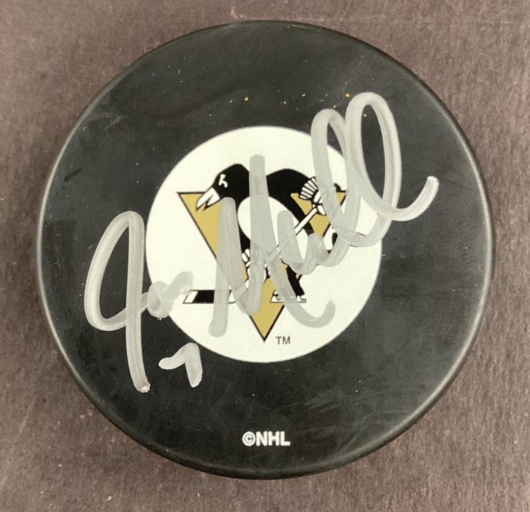 Joey Mullen Signed Hockey Puck NHL Pittsburgh Penguins HOF Autograph TPG