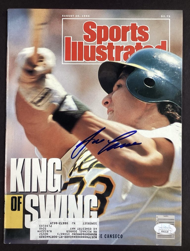 Jose Canseco Signed Sports Illustrated Mag 8/20/90 Oakland A’s Stats Auto JSA