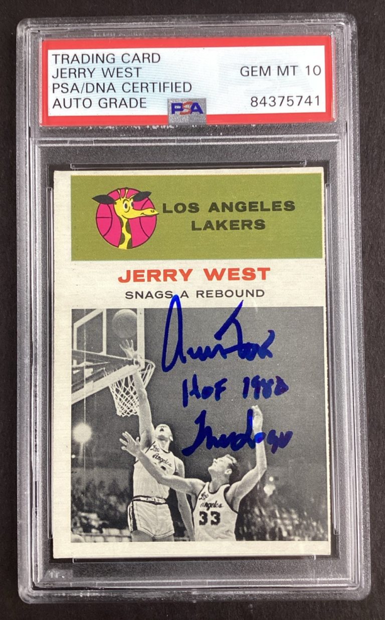 Jerry West Signed 1961 Fleer #66 Rookie Card Auto Insc HOF PSA/DNA GEM MT 10