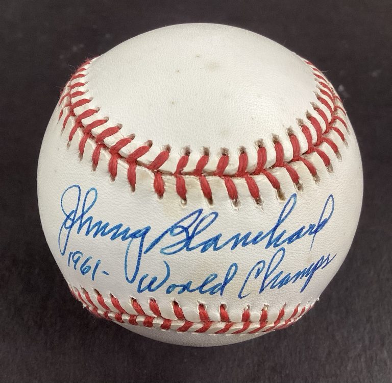 Johnny Blanchard Signed Baseball OMLB NY Yankees 1961 World Champs Insc Auto TPG