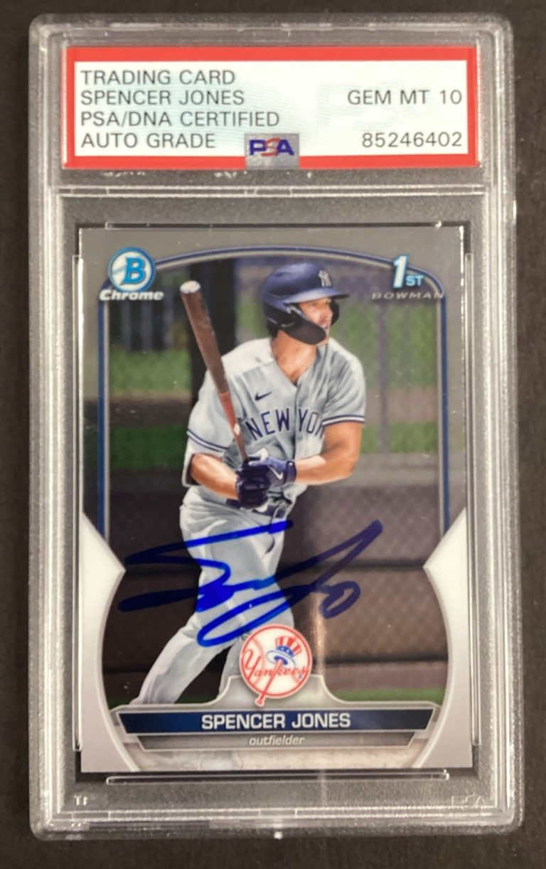 Spencer Jones Signed 2023 1st Bowman Chrome #BCP-139 Card Yankee PSA/DNA Auto 10